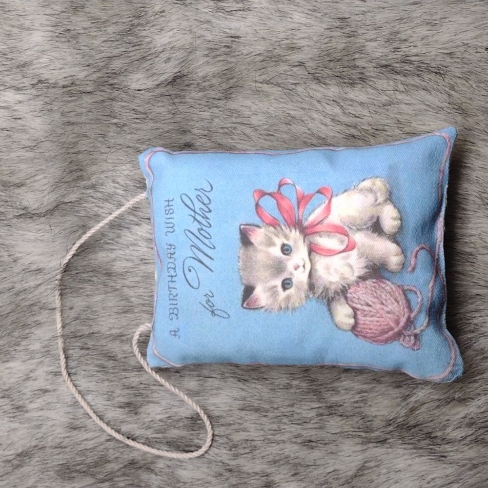 Birthday Wish for Mother Hanging Lavender Sachet Kitten with Yarn Birthday Gift